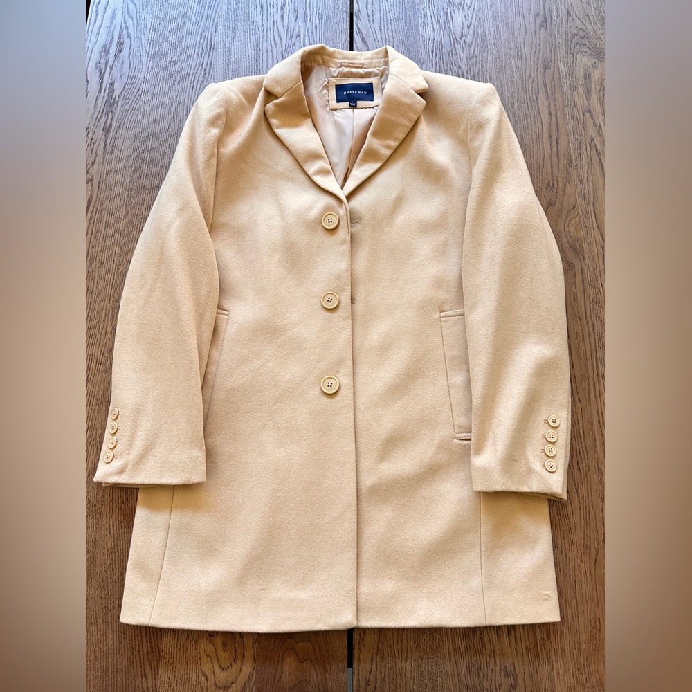 Braveman Camel Wool Blend Single Breasted Car Coat Men's Size Large